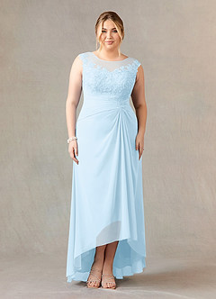 Azazie Endora Final Sale Sky Blue A-Line Scoop Lace Chiffon Dress image6