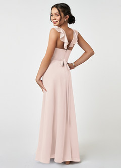Azazie Emily Junior Rose Petal A-Line Ruched Chiffon Dress image4
