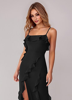 Azazie Malia Suknie dla druhen Osłona Marszczony Szyfon Do ziemi Sukienka image2