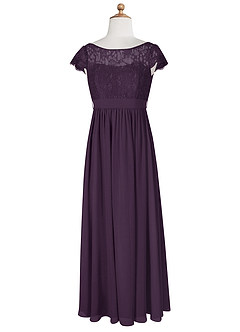 Azazie Silvermist Junior Plum A-Line Pleated Chiffon Dress image8