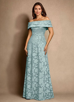 Azazie New Britain Kleider für die Brautmutter A-Linie Plissee Blumen-Burnout Kleid Nebel image4