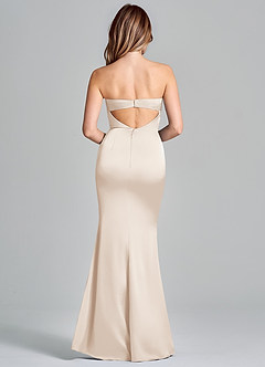 Azazie Olea 신부 들러리 드레스 인어 스트랩리스 스트레치 새틴 바닥 길이 드레스 image4