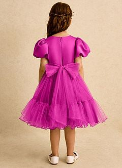 Azazie Cocoa vestidos de niña de las flores Vestido de Fucsia de Tul de Princesa con Plisado image6