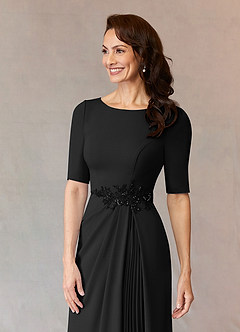 Azazie Joelle Mère de la mariée Robes Robe Trapèze en Crêpe Élastique Paillettes Noir image5