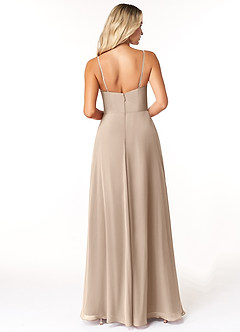 Azazie Moira Suknie dla druhen Linia A z kieszeniami Szyfon Do ziemi Sukienka image3