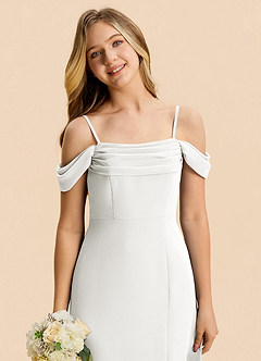 Azazie Lilly Junior White A-Line Pleated Chiffon Dress image6