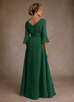 Azazie Eire vestidos de madre de la novia Vestido de Verde Oscuro de Gasa de Corte en A con Plisado image2