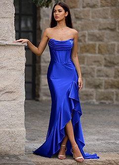 Siren Bleu Royal Robe de bal sirène image5