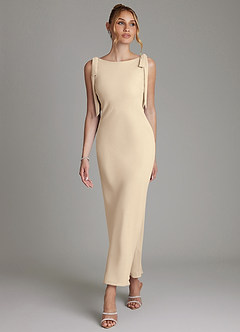 Azazie Luddie Abiti da Damigella Abito Sirena in Chiffon Fiocco Champagne image4