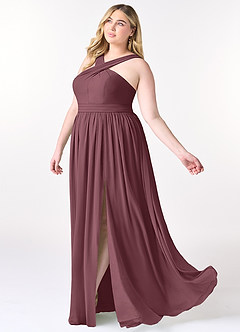 Azazie Elvira Bridesmaid Dresses Sangria A-Line Pleated Chiffon Dress image9