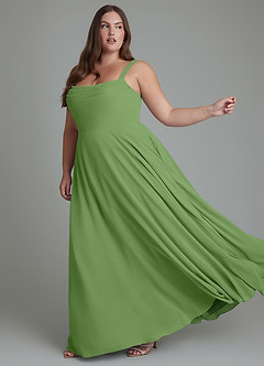 Azazie Shaude Brautjungfernkleider A-Linie Plissee Chiffon Kleid Basilikum image10