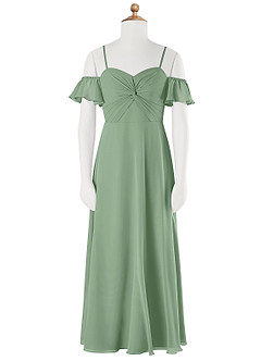 Azazie Juna Junior Matcha A-Line Off the Shoulder Chiffon Dress image6