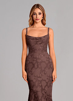 Azazie Aubrey Vestidos de damas de honor Vestido de Expresado de Devorado Floral de Corte Sirena con Lazo image6