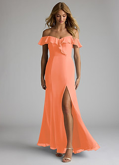 Azazie Sophie Brautjungfernkleider Wandelbar A-Linie Schulterfrei Chiffon Kleid Sonnenuntergang image1