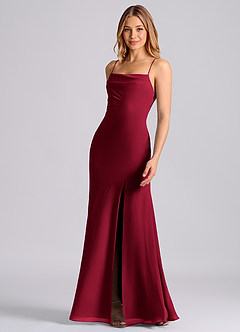 Azazie Grata Bridesmaid Dresses Burgundy Mermaid Pleated Chiffon Dress image5