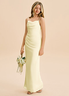 Azazie Mai Junior Lemon Sorbet Sheath Pleated Chiffon Dress image1