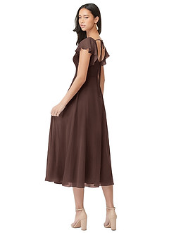 Azazie Bondi Bridesmaid Dresses Ganache A-Line Ruched Chiffon Dress image2