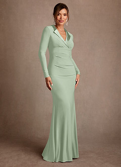 Azazie Syracuse Mother of the Bride Dresses Agave Sheath Pleated Luxe Knit Dress image3