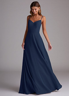 Azazie Marley Bridesmaid Dresses Dark Navy A-Line Off the Shoulder Chiffon Convertible Dress image5