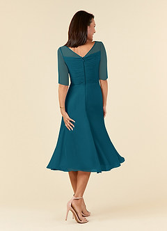 Azazie Naomi Mother of the Bride Dresses Ink Blue A-Line Boatneck Pleated Chiffon Dress image2