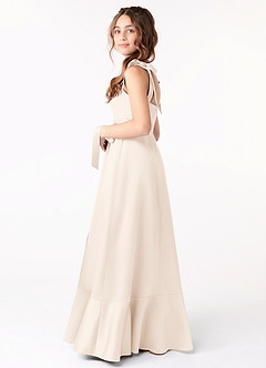 Azazie Barbara Junior Robe Trapèze en Mat Satiné Arc Albâtre Blanc image2