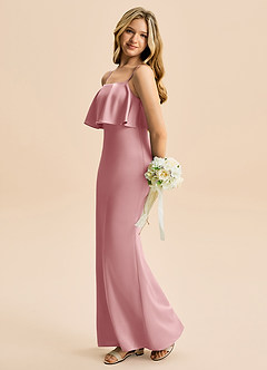 Azazie Galene Junior Abito Sirena in Raso Elasticizzato Rosa Polverosa image1