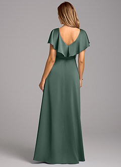 Azazie Lainey Bridesmaid Dresses Sea Moss A-Line with Pockets Stretch Satin Dress image2