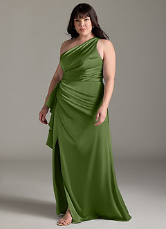 Azazie Maive Robes de demoiselle d'honneur Robe Fourreau en Satin extensible Rayé Genévrier image9