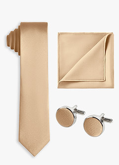 Matching Color 3-Piece Stretch Satin Skinny Tie Set