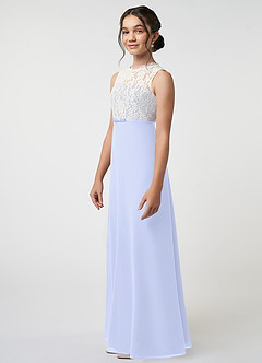 Azazie Rana Junior Robe Trapèze en Mousseline de soie Dentelle Lavande image3