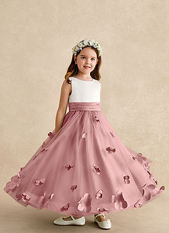 Azazie Vi Flower Girl Dresses Dusty Rose A-Line Sleeveless Tulle Dress image8