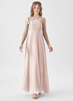 Azazie Arabella Junior Rose Petal A-Line Ruched Chiffon Dress image5