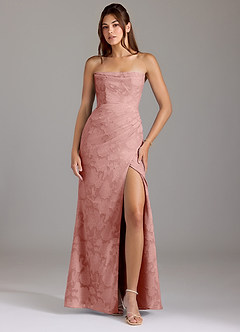 Azazie Leonis Bridesmaid Dresses Rosette Sheath Strapless Floral Burnout Convertible Dress image1