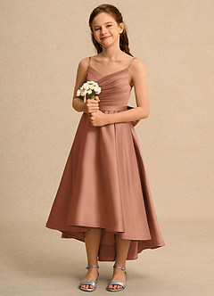 Azazie Sweets Junior Formal Flower Girl Klänningar Klä A-Line i Matt satäng Plisserad image1