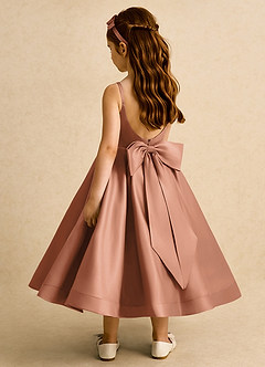 Azazie Babs Flower Girl Dresses Bronzer Ball-Gown Pleated Matte Satin Dress image1