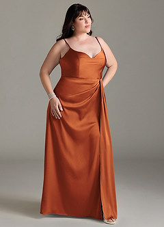 Azazie Brielle Brautjungfernkleider A-Linie Cowl-Spaghettiträger Stretch-Satin Kleid Kanel image9