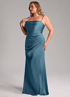 Azazie Leonis Bridesmaid Dresses Bermuda Mermaid Pleated Stretch Satin Convertible Dress image13