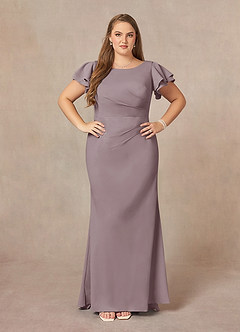 Azazie Peppermint Abiti per la Madre della Sposa Abito Sirena in Crepe Elasticizzato Increspato con Scollo a U Dusk image6