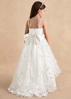 Azazie Celia Flower Girl Dresses Ivory A-Line Spaghetti Strap Tulle Dress image2