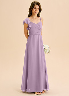 Azazie Kelsea Junior Klä av A-Line i Chiffong Rynkad image5