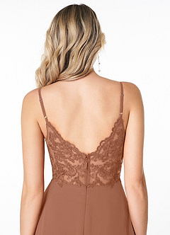 Azazie Lena Bridesmaid Dresses Bronzer A-Line Lace Chiffon Dress image5