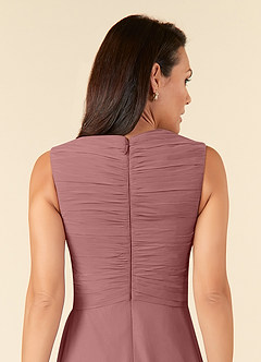 Azazie Theron Mother of the Bride Dresses Desert Rose A-Line V-Neck Pleated Chiffon Dress image5