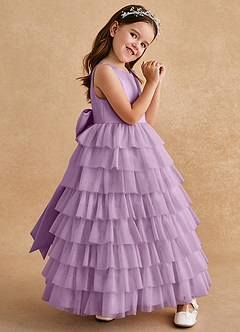 Azazie Twinkle Toes vestidos de niña de las flores Vestido de Glicinia de Tul de Corte En A con Lazo image3