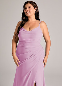 Azazie Deandra Bridesmaid Dresses Candy Pink Mermaid Pleated Chiffon Dress image12