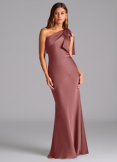 Azazie Yuanna Bridesmaid Dresses Amethyst Mermaid One Shoulder Stretch Satin Dress image1