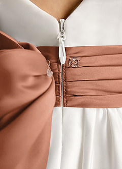 Azazie Sosie Blumenmädchenkleider A-Linie Plissee Matte Satin Kleid Elfenbein Bronzer image6