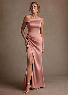 Azazie Kamala Vestidos para mãe da noiva Vestido Roseta de Cetim elástico de Bainha com Um ombro image6