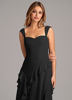 Azazie Sloane Bridesmaid Dresses Black A-Line Sweetheart Neckline Chiffon Dress image7