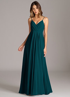 Azazie Amani Bridesmaid Dresses Pine A-Line Pleated Chiffon Dress image4