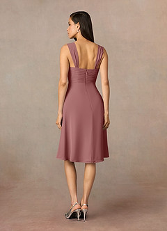 Azazie Olivia Mother of the Bride Dresses Desert Rose A-Line Square Neckline Pleated Chiffon Dress image10